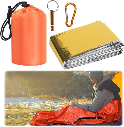 YYTECH Emergency Sleeping Bag, Rescue Blanket, Rescue Film, Gold, 210 x 160 cm, Survival Sleeping Bag, Bivouac Bag, Waterproof, Portable Emergency Blanket, Cold Protection, Rescue Tent for Camping,