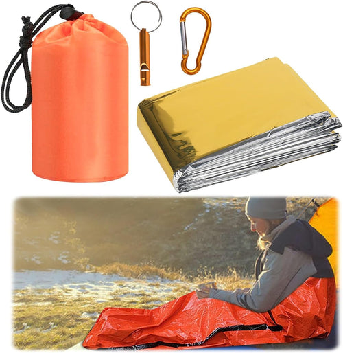 YYTECH Emergency Sleeping Bag, Rescue Blanket, Rescue Film, Gold, 210 x 160 cm, Survival Sleeping Bag, Bivouac Bag, Waterproof, Portable Emergency Blanket, Cold Protection, Rescue Tent for Camping,