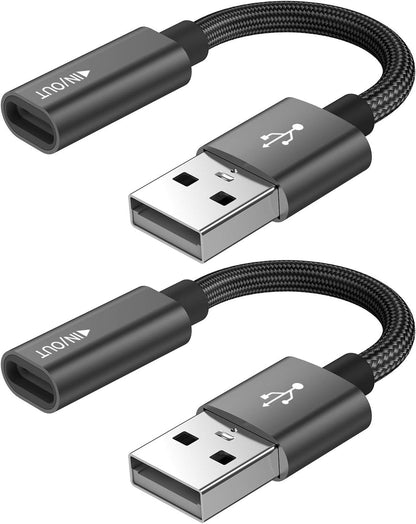 USB C Female to USB Male Adapter (2-Pack),Type C to USB A Charger Cable Adapter, Compatible with iPhone 16 15 15 Pro Max,iPad 2018,Samsung Galaxy Note 10 S22 S21 S20+ Plus Ultra,Google Pixel 4 3