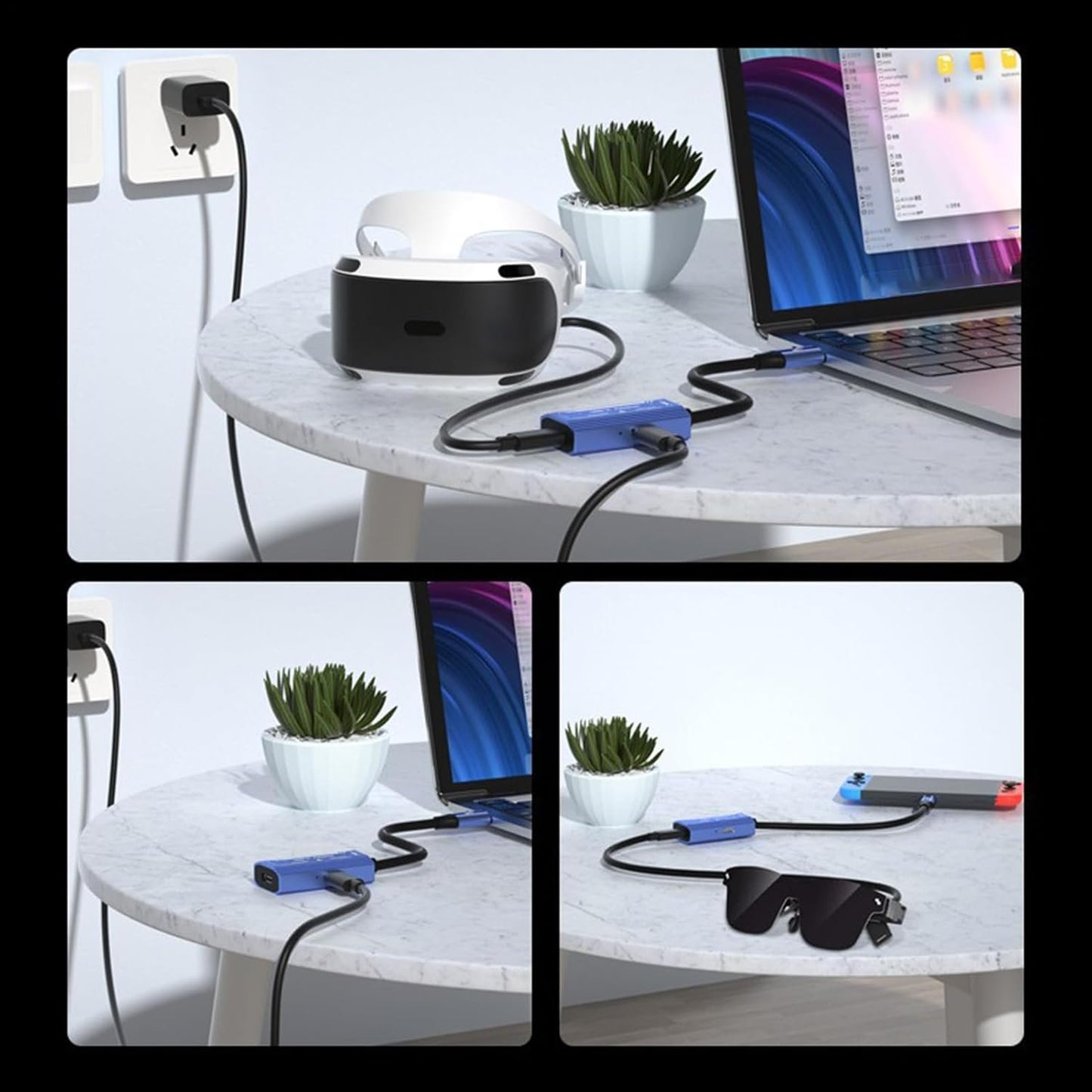 USB C AR Glasses Adapter | USB C Hub Converter,100W Charger, Support 4K@60Hz, Plug and Play Adapter for Smartphone Projector Video Display