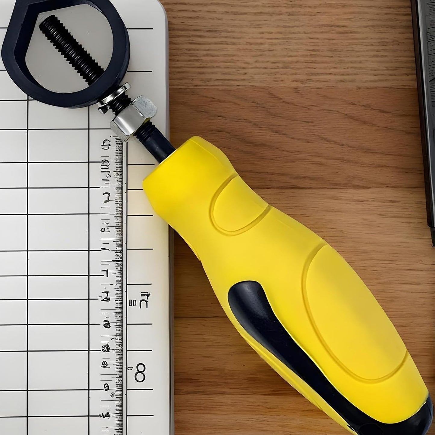 Metal Stamping Tools, Steel Stamp Holder with Safety Grip, Leather Puncher with Yellow Rubber Handle, 11.8cm/3cm, Secure Marking Punch for Precision Engraving