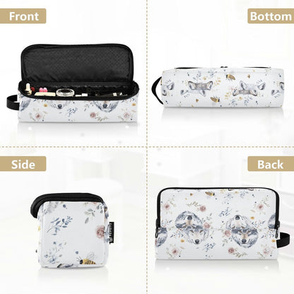 Borsa da viaggio estetica con lupi carini per capelli da donna con cuscinetto resistente al calore Strumenti di riscaldamento Borsa da viaggio Organizer per utensili caldi e accessori per la cura dei