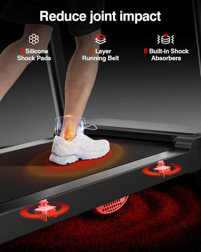 UMAY Folding Home Treadmill 12 km/h, Treadmill 2.5HP/1800W with Heart Rate Monitor, APP and Bluetooth Speaker, Treadmill for Home with 12 Training Programs