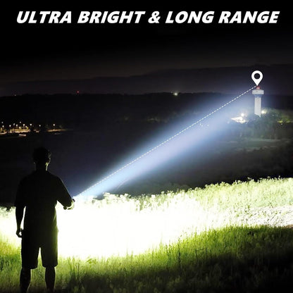 LED Torch Rechargeable Flashlight with Cob Side Light, High Lumens Super Bright Torch, High Powered Torches, Powerful Handheld Tactical Flashlight for Emergency Camping Hiking, 2 Pack