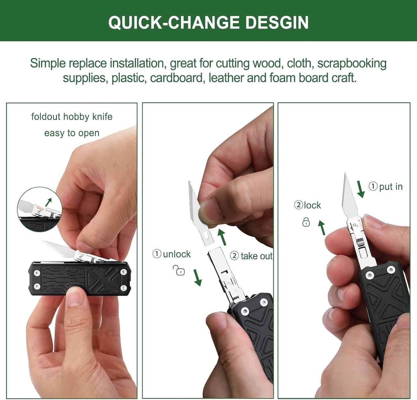NexTool Pocket Tool E1, Pocket Knife Multi-Tool with Replaceable Folding Utility Knife, Dual Head Screwdriver and Scissors, Mini Multitool for EDC Carry, Engraving, Cutting and Repair, Small Multitool