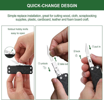 NexTool Pocket Tool E1, Pocket Knife Multi-Tool with Replaceable Folding Utility Knife, Dual Head Screwdriver and Scissors, Mini Multitool for EDC Carry, Engraving, Cutting and Repair, Small Multitool