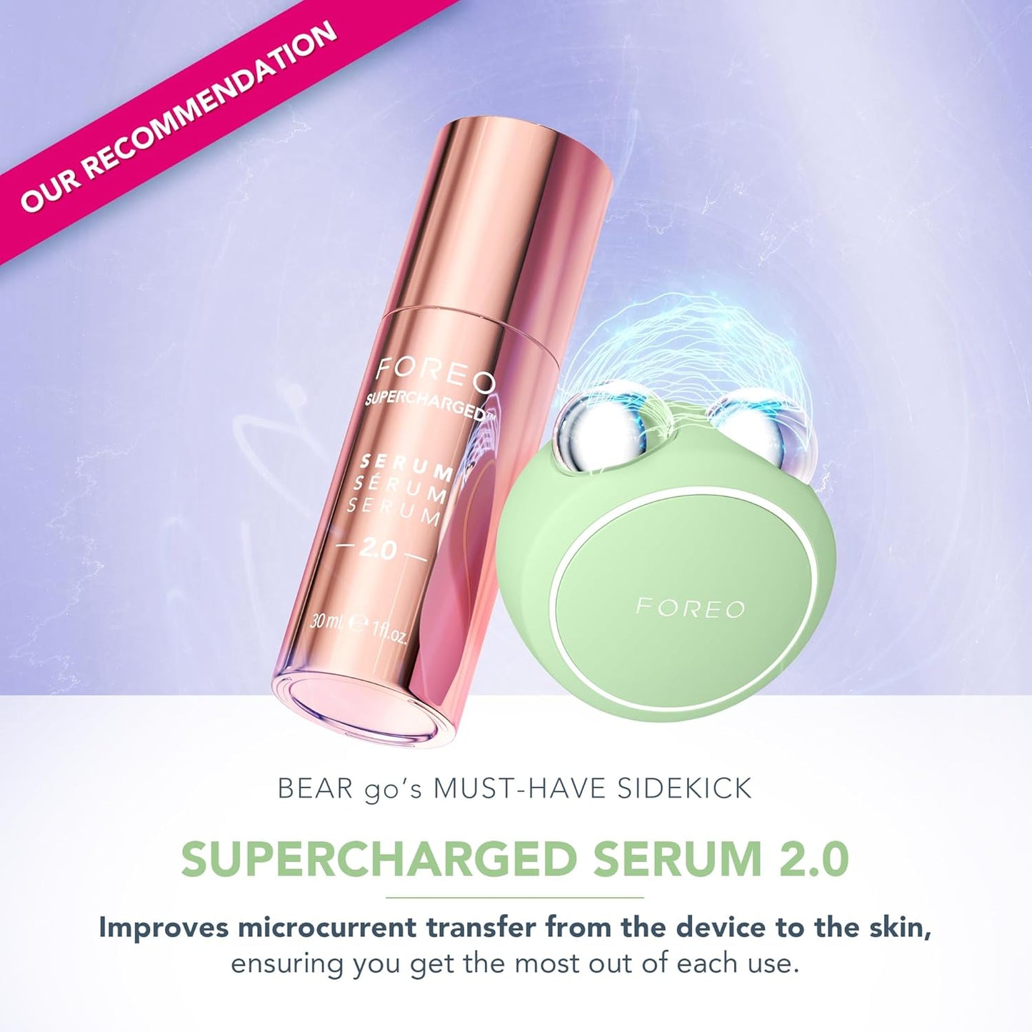 FOREO Bear 2 go - Travel-Friendly Toning Microcurrent Facial Device - for Fine Lines & Wrinkles - Anti Aging - Face Sculpting - Instant Full Face Lift - Firm & Contour - Compact Skin Care - Pistachio