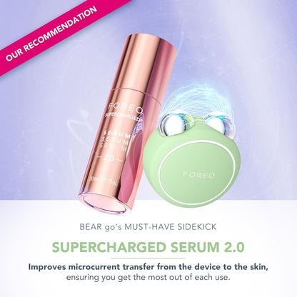 FOREO Bear 2 go - Travel-Friendly Toning Microcurrent Facial Device - for Fine Lines & Wrinkles - Anti Aging - Face Sculpting - Instant Full Face Lift - Firm & Contour - Compact Skin Care - Pistachio