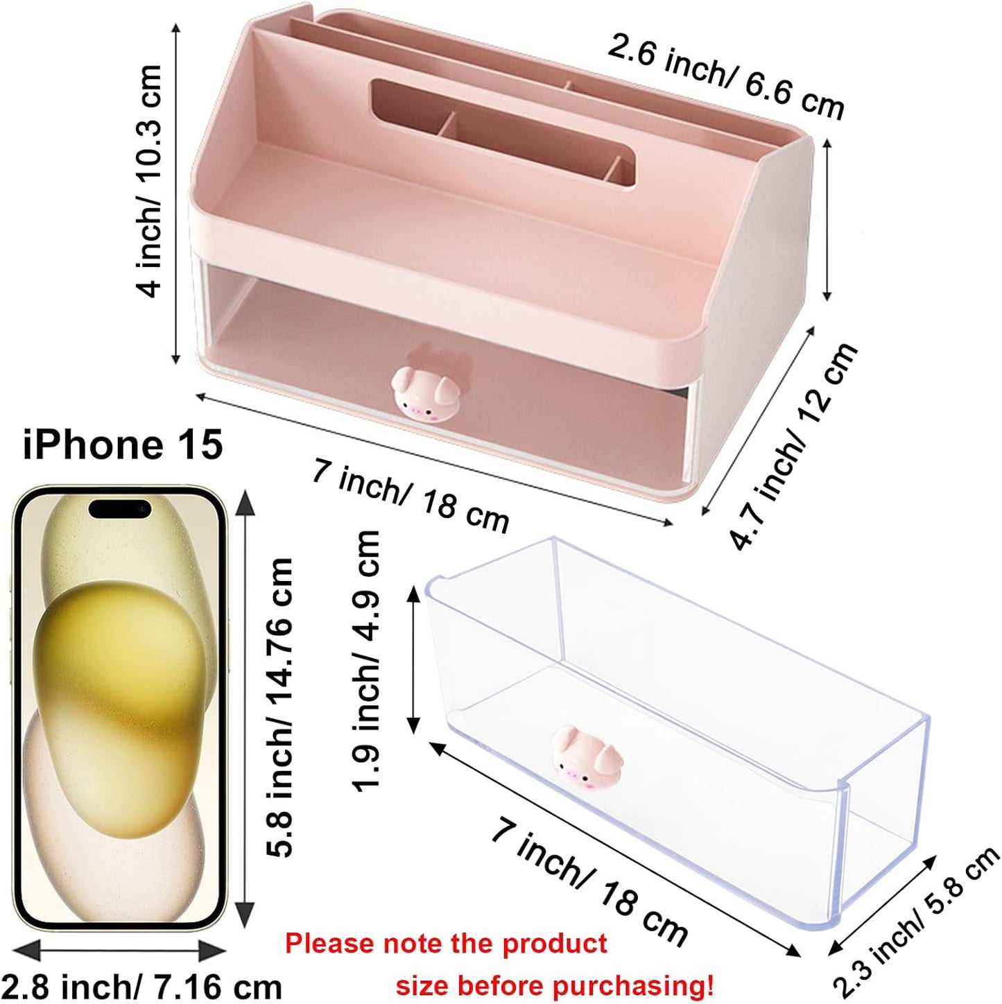 SAYEEC Desk Organizer Multi-Functional Desktop Makeup Stationery Accessories Organizer Desk Organization Storage Box Caddy for Office School Home Vanity Table (Pink with Handle)