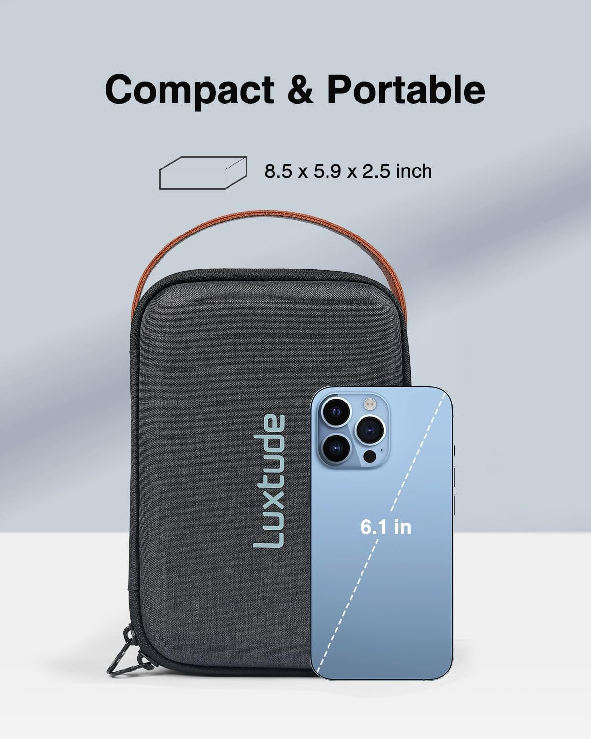 Luxtude Electronic Organizer Travel Case,Small Charger Organizer,Hard Case,Travel Tech Bag,Portable Electronics Bag,Travel Essentials for Accessories/Mouse/SD/Cash/Card/Pen,Hard Black,(LT-3-00253)