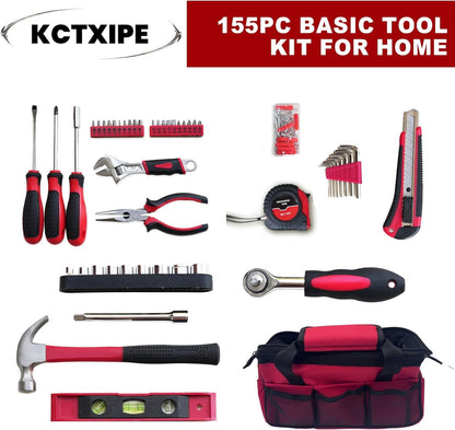 KCTXIPE Portable Household Tool Kit for Women & Beginners - 12" Starter Tool Set with Durable Bag, Ideal for Home, Apartment, Dorm, Office, and DIY Projects