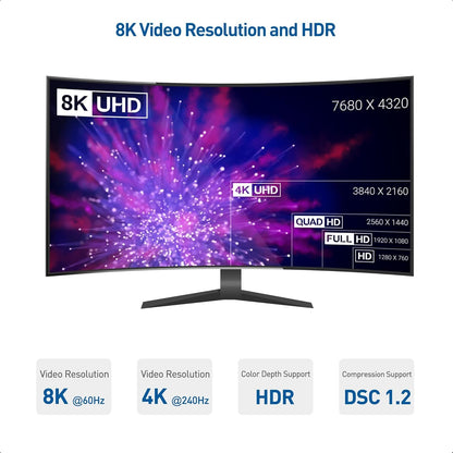 Cable Matters Mini DisplayPort to DisplayPort Adapter (Mini DP to DP) in Black - 8K@60Hz, 4K@120Hz Resolution Ready - Thunderbolt and Thunderbolt 2 Port Compatible