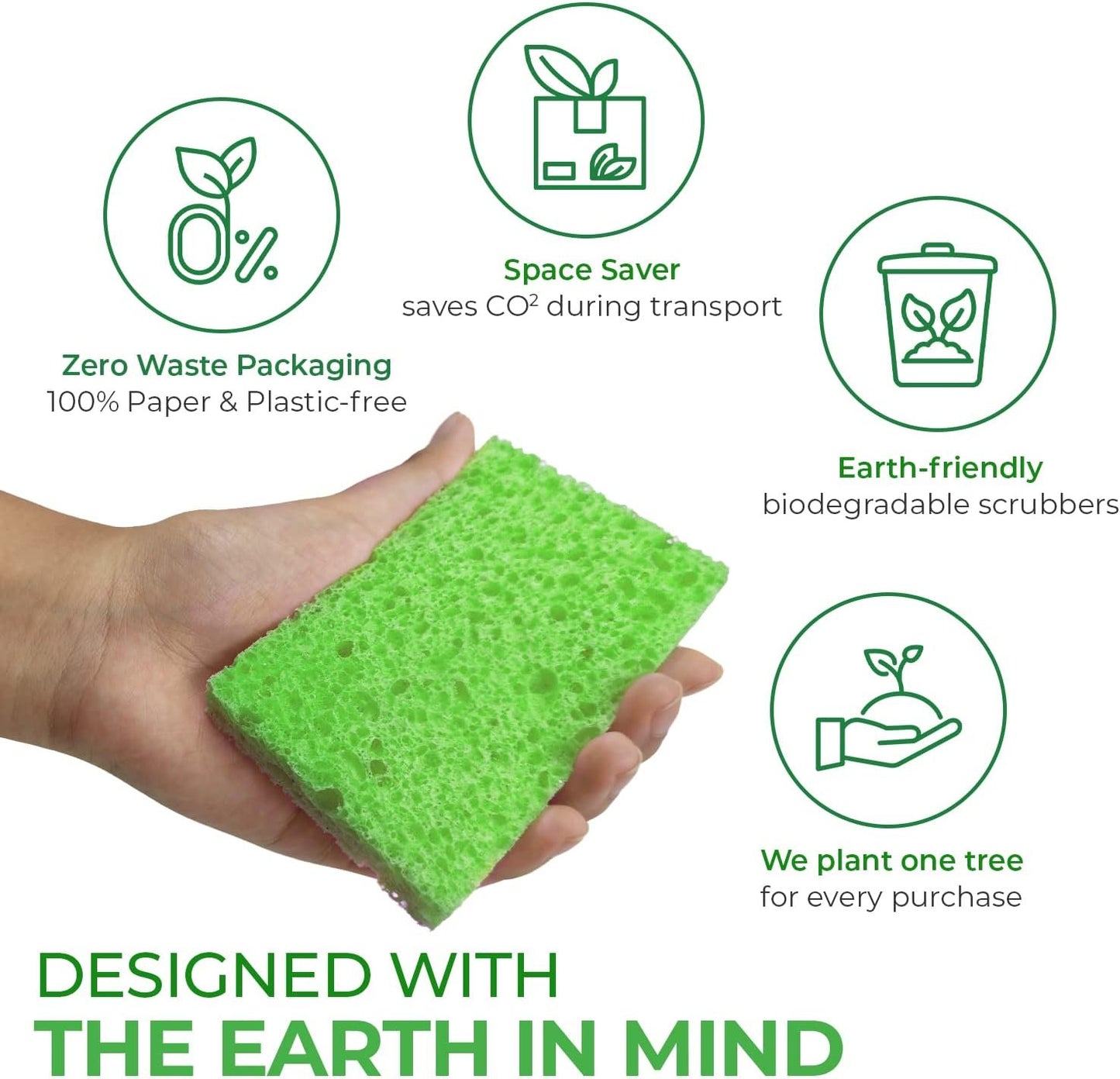 AIRNEX Biodegradable Compressed Cellulose Sponges - Pack of 16 Multicolour Pop Up Kitchen Sponges for Dishes - Non scratch Natural Eco Household Cleaning Sponges - Multipurpose Heavy Duty Dish Sponges
