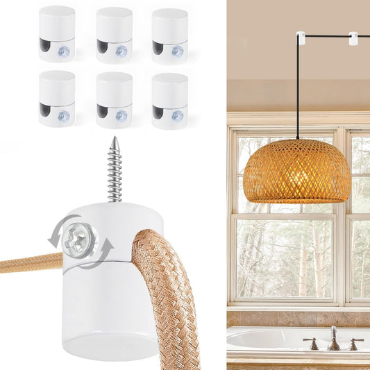 Adcssynd 6 Pack Upgrade Swag Hooks for Ceiling, White Ceiling Hook Super Load, Modern for Hanging Lighting Fixture - Easy to Use