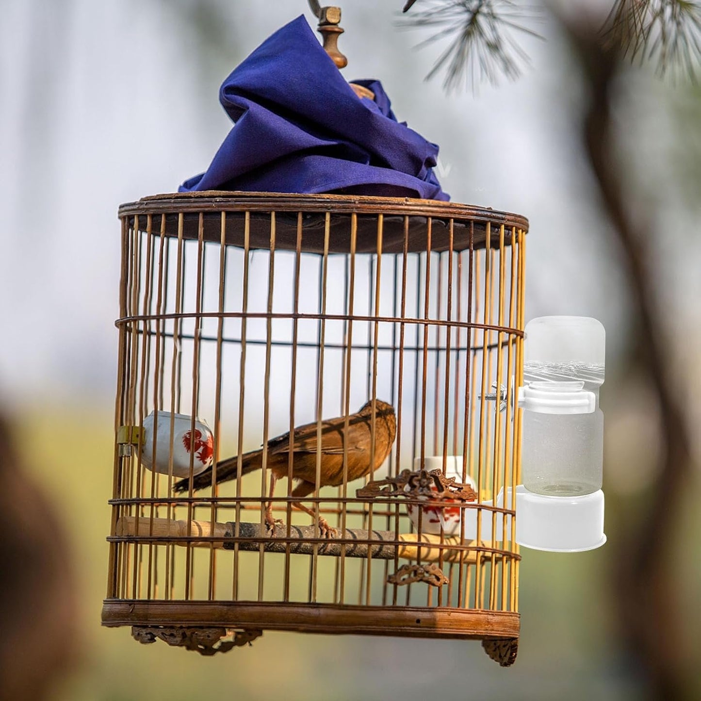 BELEFU Automatic Bird Water Dispenser, 4.7 Oz Plastic Suspended Bird Waterer, No Mess Parakeet Water Feeder for Cage Feeding Parrot Cockatiel Budgie (White)