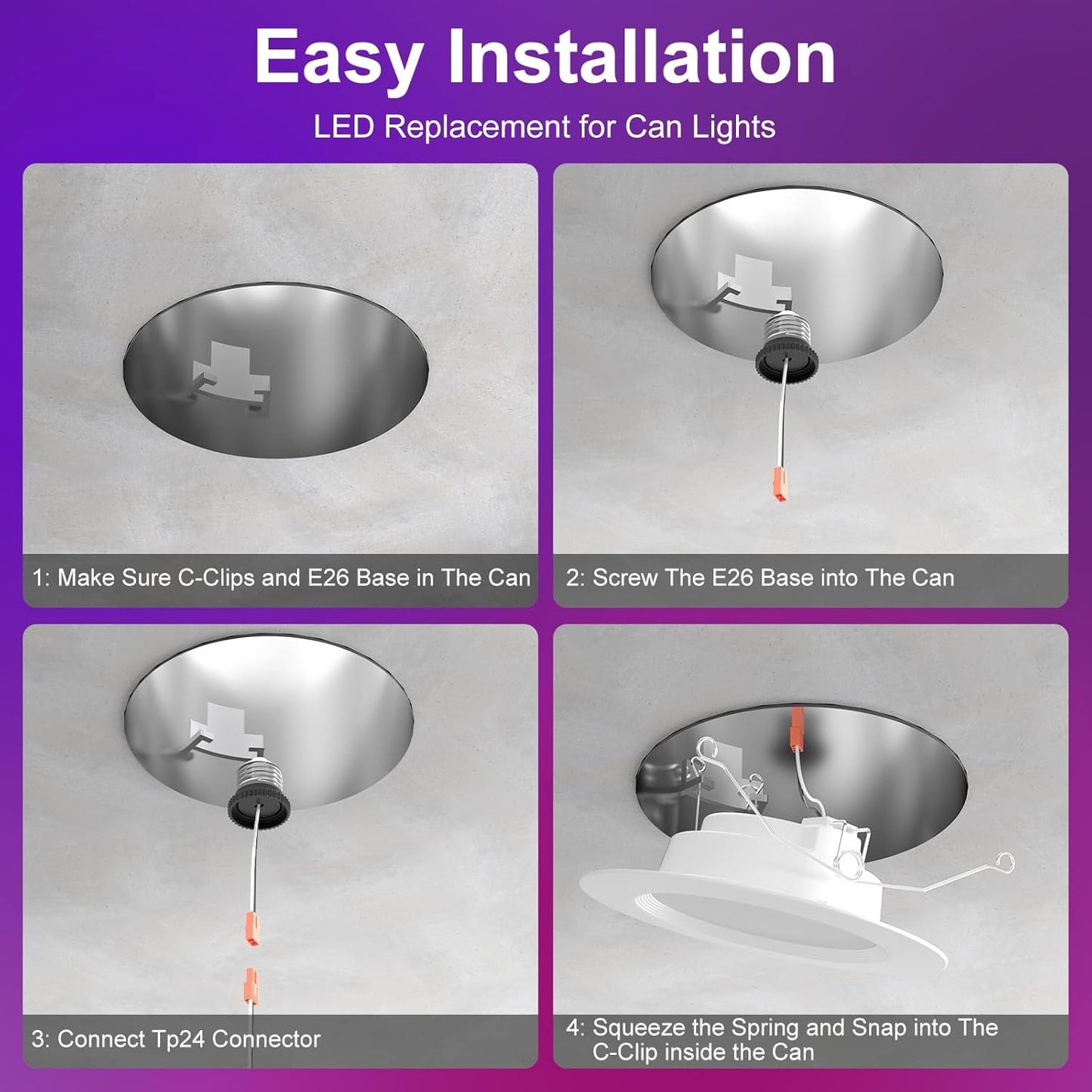 Smart LED Can Lights,12Pack Retrofit LED Recessed Lighting,5/6inch 13W 1050LM RGB Color Changing Downlight,Compatible with Alexa,Bluetooth APP Control,for Bedroom Kitchen Living Room