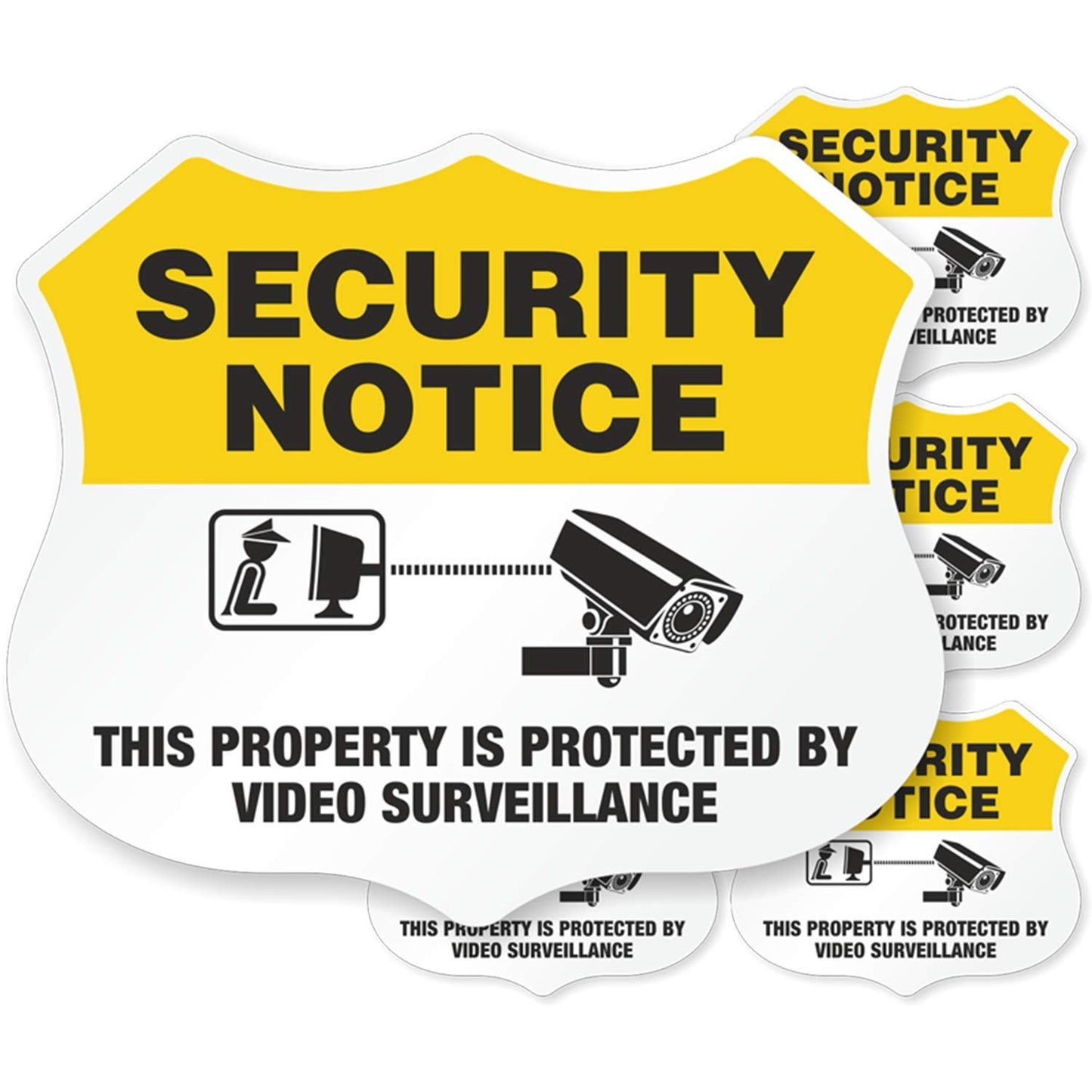 SmartSign “Protected by Video Surveillance” Security Notice Decal Set | Five Pack of 2.75"x3.25" EG Reflective Adhesive Labels, Made in USA