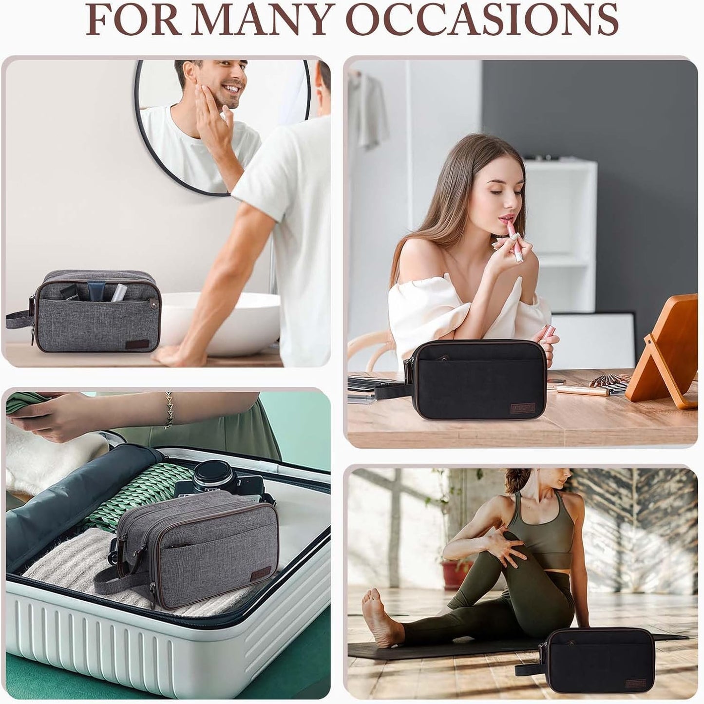 Toiletry Bag for Men Women, VASCHY Large Travel Toiletry Bag with Multi-Compartment Water Resistant Hanging Dopp Kit Shaving Bag for Bathroom, Cosmetic, Gym, Outdoor Black