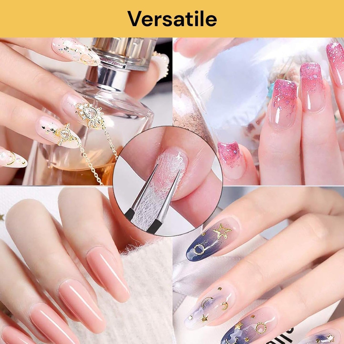 EZONEDEAL 10Pcs Nail Extension Silk Fiberglass Nail Wrap Stickers Non Woven Fiber Gel Nail Care Manicure Nail Art Tips Extended Tools for Women DIY Nail Art Extension Accessories