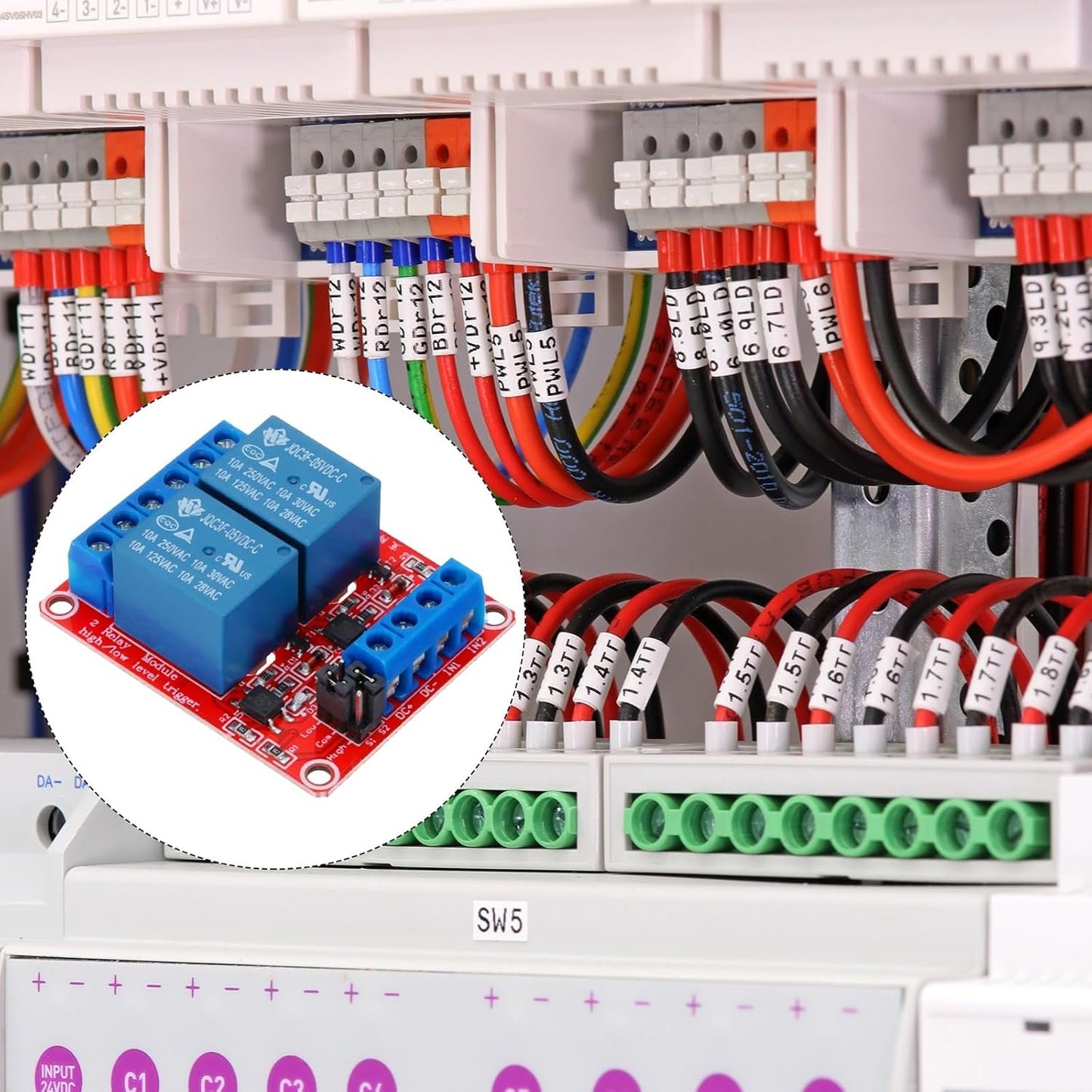 MECCANIXITY 4 Pcs DC 5V 2 Channel Relay Module Switch Boards Shield 10A High or Low Level Trigger for Electronics Industrial Home Automation