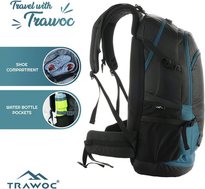 TRAWOC ALPHA 50 Litre Travel Backpack Water Resistant Daypack Bag for Cycling Trekking Hiking Camping for Men & Women