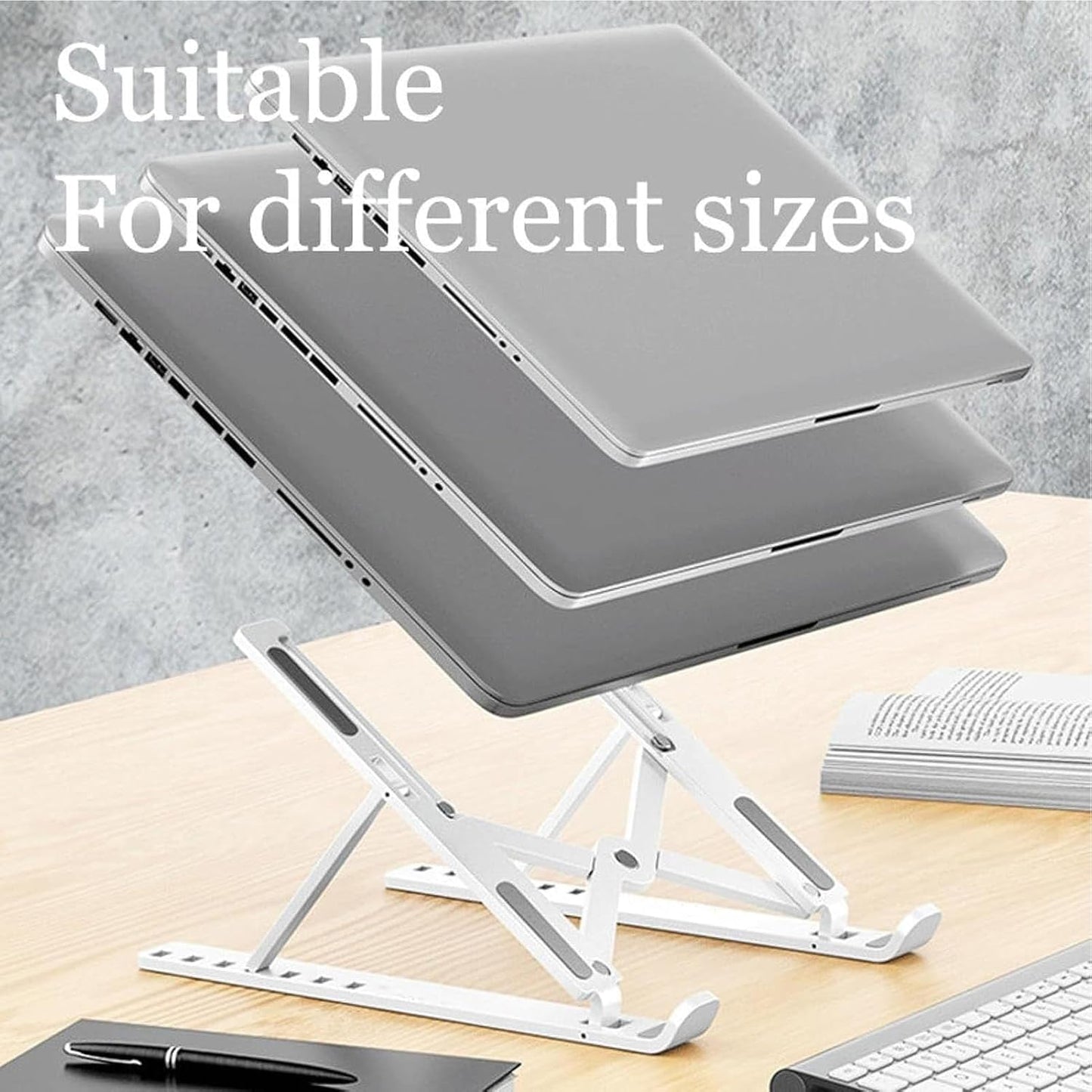 Foldable Laptop Stand,Ergonomic Pad Stand | Height Adjustable Alloy Cooling Laptop Riser for Notebook, Laptop, Computer, PC