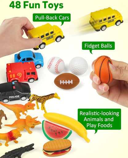Sorting Toy for Toddlers, Animals Dinosaurs Fruits Vehicles Foods Fishes Balls Farm Playset, Fine Motor Montessori Game Preschool Educational Learning Gift