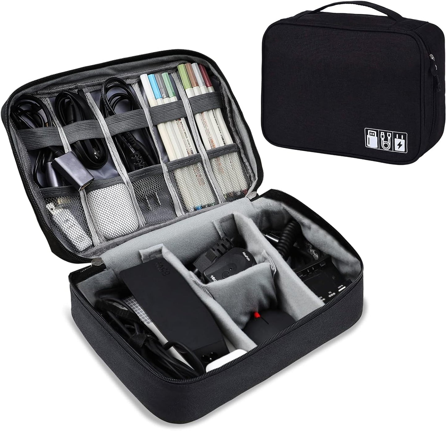 AiQInu Cable Organizer Travel Bag Organizer Cable Organizer Water Resistant Portable Cable Organizer for Charger, USB Stick, Headset, Power Bank, Hard Disk, SD Card
