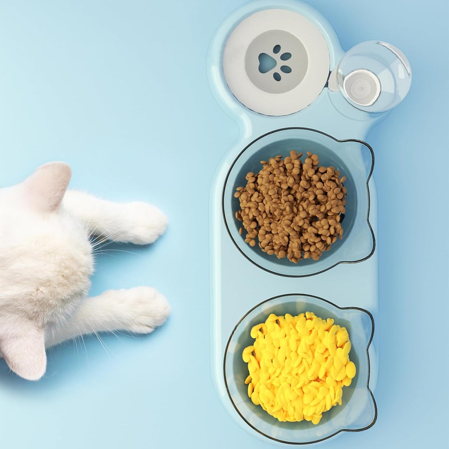 BaoFufc Doppia ciotola per gatti per l'irrigazione e l'irrigazione salvaspazio automatica per mangiare e annaffiare la ciotola per interni