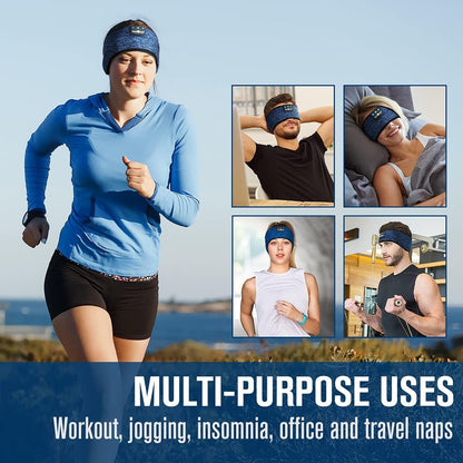 MUSICOZY Sleep Headphones Bluetooth Headband, Wireless Music Sleeping Headphones Sleep Mask Earbuds IPX6 Waterproof for Side Sleepers Workout Running Insomnia Travel Yoga Cool Tech Gadgets Unique Gift