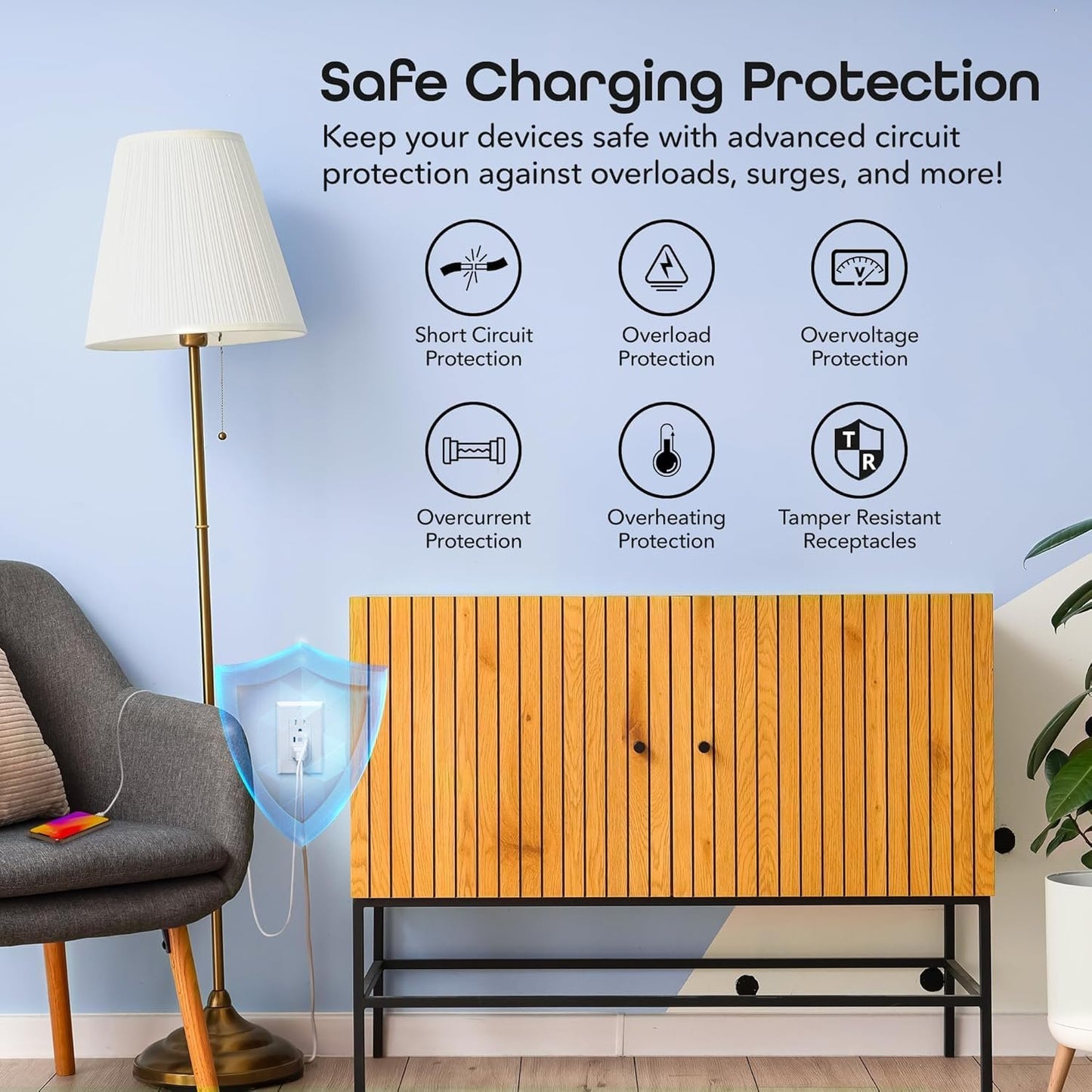 Geeni Current Smart Wi-Fi Outlet with 2 Fast Charge USB Ports (20W USB-C PD & Quick Charge USB-A), Voice Control, No Hub Required, Compatible with Alexa & Google Home