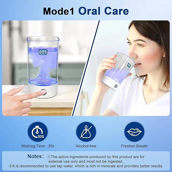 Smart Toothbrush Cup, Mouthwash Generator, Bathroom Tumbler, Toothbrush Holder, Dual Mode Retainer Cleaner, 350ml, Plastic, Portable Travel Oral Care Cup, 2000mAh Rechargeable