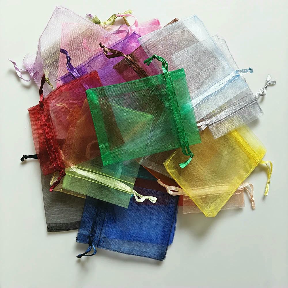 100pcs Organza Gift Bag Multicolor Drawstring Pouches For Candy Jewelry Bag Packing Wedding Gift Bags Organza Bag