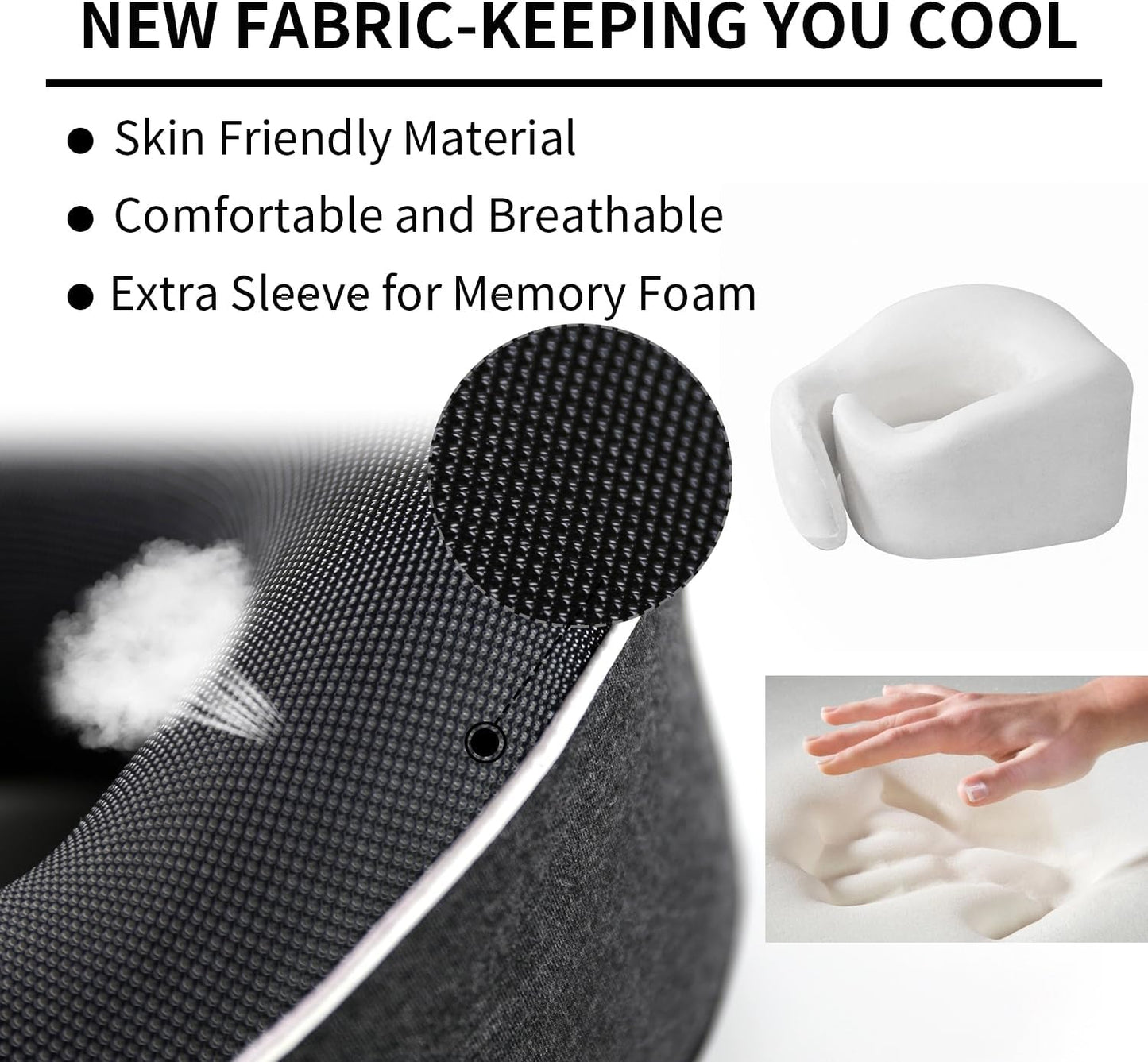 Luxury Memory Foam Travel Neck Pillow - Ergonomic, 360-Degree Folding Neck Support - Aeroplane Portable, Adjustable &Therapeutic Relief - Ideal for Airplane, Car - Neck Pain Relief - Black