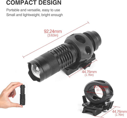 rdzzwxw Military Helmet Light, Mini Zoomable Tactical Flashlight with Strobe/Strong/Low Lamp, Compact Helmet Mounted LED with Fast Helmet Clip Rail, 100 Lumens Scout Light for Outdoor Cycling Hiking