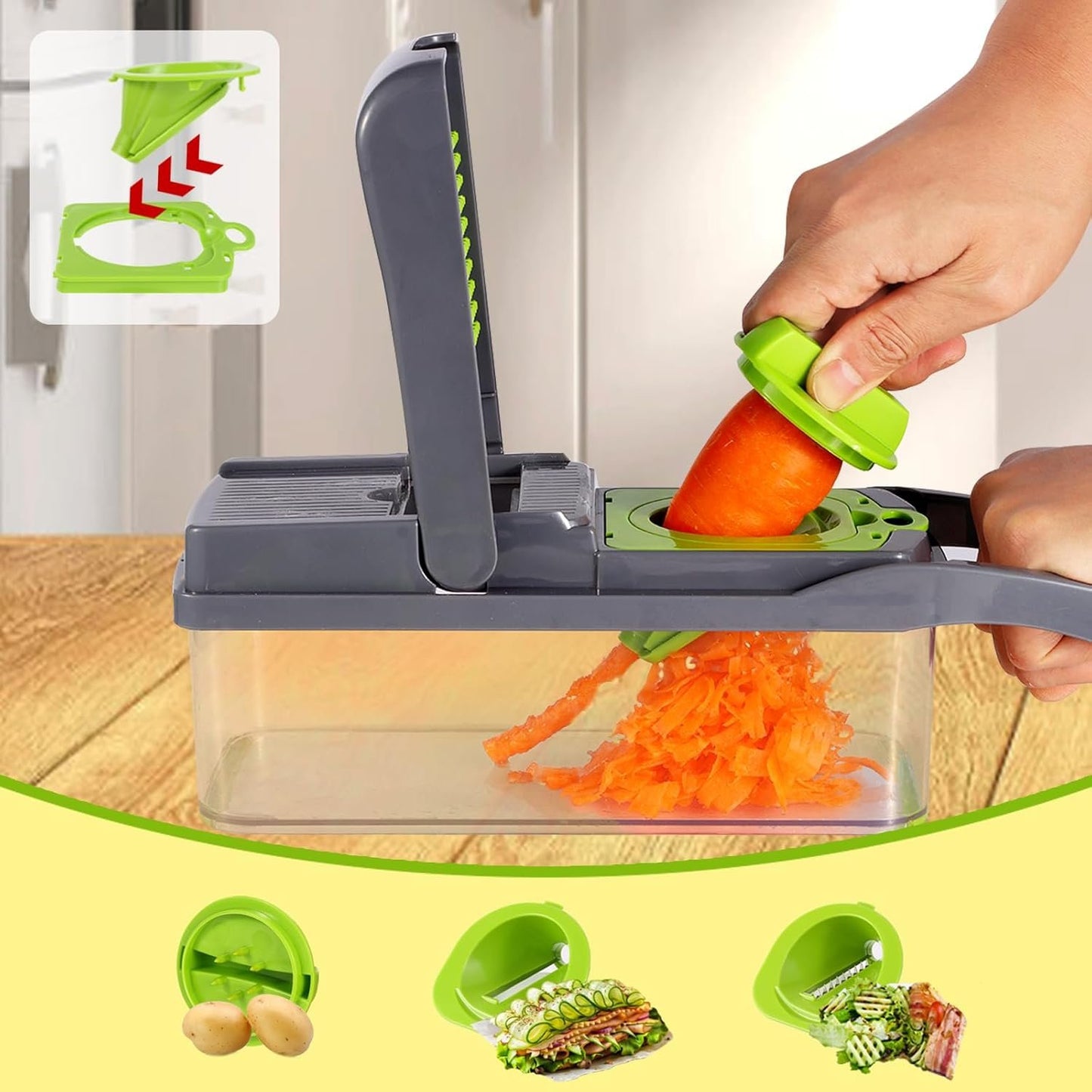 Nuo desire Mandoline Slicer for Vegetables 26 in1 Cubes Grater Vegetables Multifunction Manual Vegetable Cutter with 12 Blades for Julienne Vegetable Slicer Onion Fruit Potato Cutter