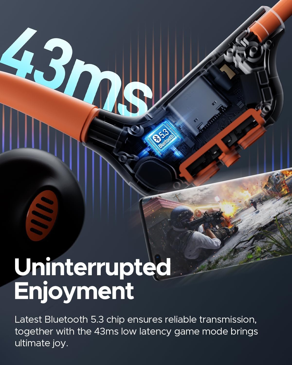 truefree F2 Open-Ear Headphones, Air Conduction Bluetooth 5.3 Wireless Headset for Sports, Four Microphones Clear Calls, 15 Hours of Playtime, 16.2mm Enhanced Bass, Multipoint Connection, Black
