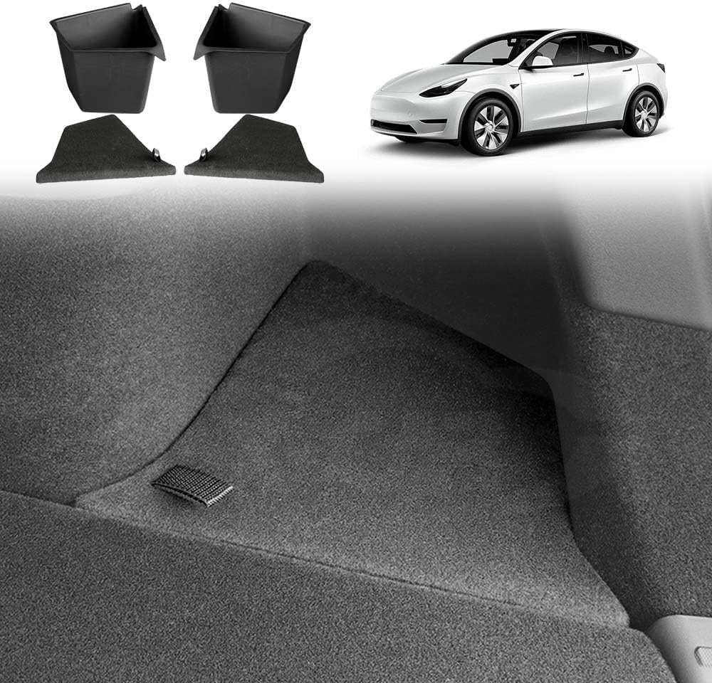 X-CAR Car Rear Trunk Storage Box Trunk Organizer Side Packets Tray Bins Compatible with Tesla Model Y 2022-2025