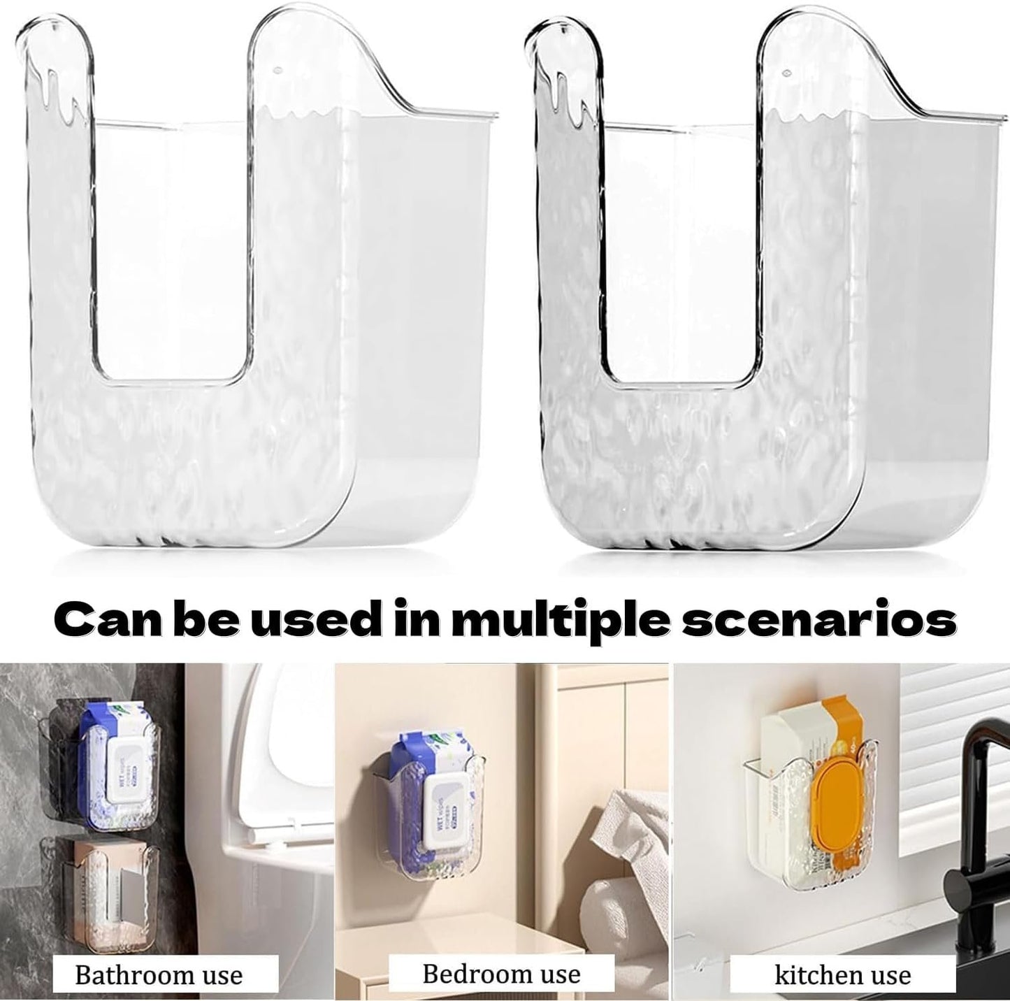 WADY Wall Mounted Wipes Holder Wipes Wall Mounted Holder Bathroom Wipes Holder Toilet Wipes Holder Punch-Free Wipes Dispenser Kitchen Wipes Storage Box Wipes Organizer Container (Transparent gray)