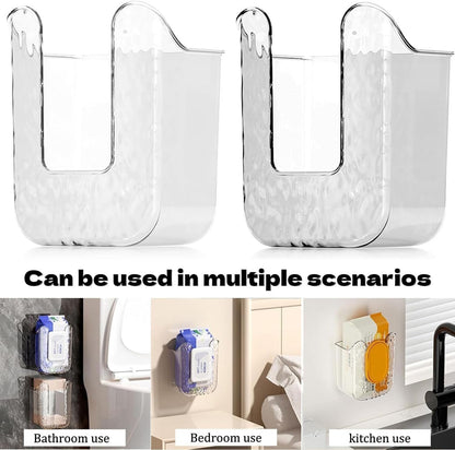 WADY Wall Mounted Wipes Holder Wipes Wall Mounted Holder Bathroom Wipes Holder Toilet Wipes Holder Punch-Free Wipes Dispenser Kitchen Wipes Storage Box Wipes Organizer Container (Transparent gray)