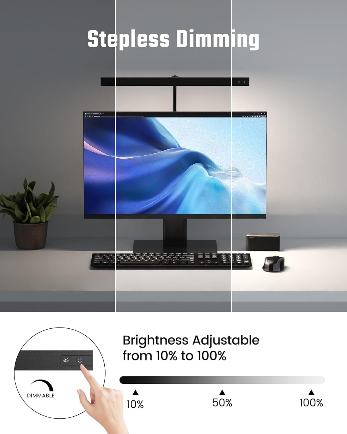 LED Desk Lamp for Office Home, SUPERDANNY Eye-Caring Desk Light with Adjustable Gooseneck, 12W Touch Control Dimmable Brightness, Architect Clamp Lamp with USB Adapter for Reading Study Workbench