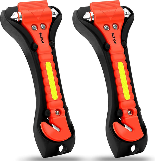 SZEOF Car Window Breaker,Glass Breaker,Car Window Breaker and Seatbelt Cutter,Multi-Functional Car Safety Hammer,Car Emergency Kit,2 Packs(Orange)â€¦