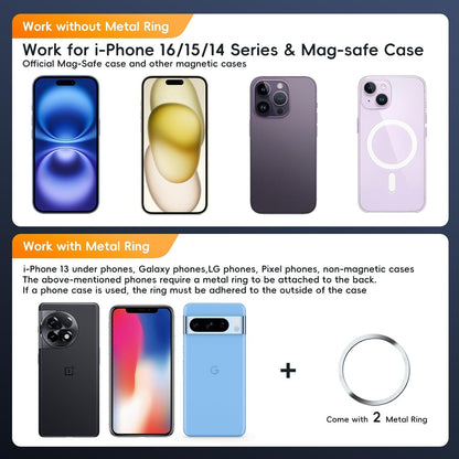 YaCeSyn Vacuum Magnetic Phone Holder, Foldable & Retractable Magnetic Suction Cup Phone Mount, Double-Sided Magnetic Phone Stand for Car/Gym/Mirror/Shower,Compatible with iPhone 16/15/14/13/12