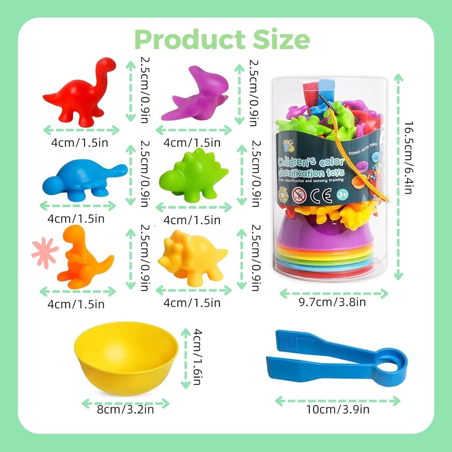 56 Pcs Counting Dinosaurs Toys Matching Game for Kids, JOMWEN Sorting Stacking Toys with Bowls, Montessori STEM Set, Early Learning Preschool Learning, Sensory Toy for Age 3 4 5 6+ Toddler Boys Girls
