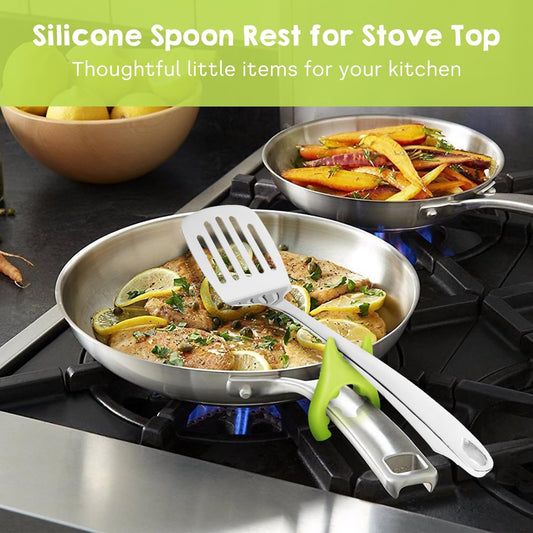 Cobee 2 Silicone Spoon Rest for Cooking - Non-Slip, Heat Resistant for Kitchen Utensils, Mini Stoves, Spatula - Cute Gadgets and Accessories