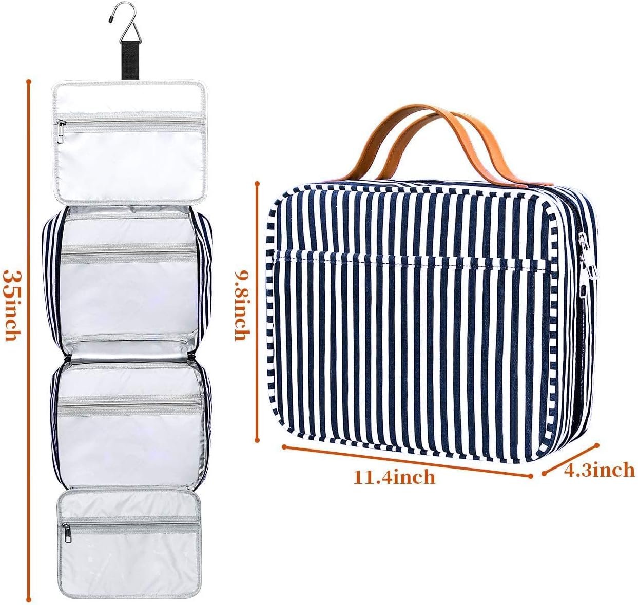 Hanging Travel Toiletry Bag, Large Capacity Cosmetic Waterproof Makeup Organiser for Women wit 4 Compartments & 1 Sturdy Hook Travel Accessories Kit for Bathroom Shower