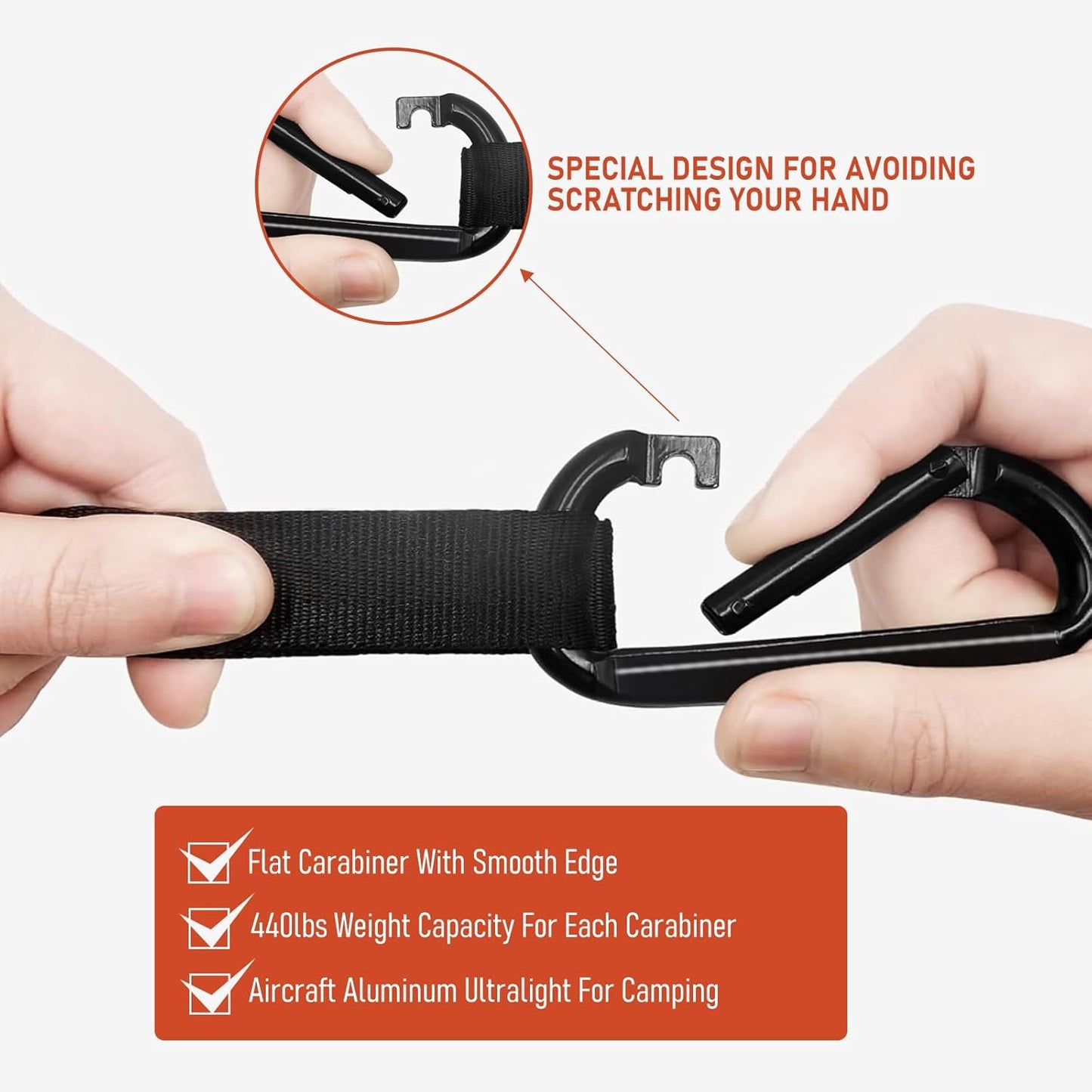 SOOPRNO Camping Hammock. Portable Double and Single Hammock with 2 Tree Straps and Attached Carry Bag. Camping Gear for Outdoor Hiking Camping Beach Backpacking Travel. (Orange & Light Gray)