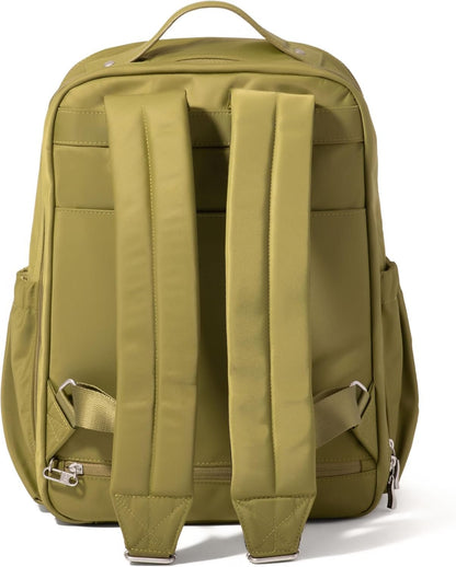 Baggallini Tribeca Expandable Travel Laptop Backpack Water-Resistant Nylon Work Bag w/Organization, Padded Sleeve & RFID Tech, Sage Twill, One Size