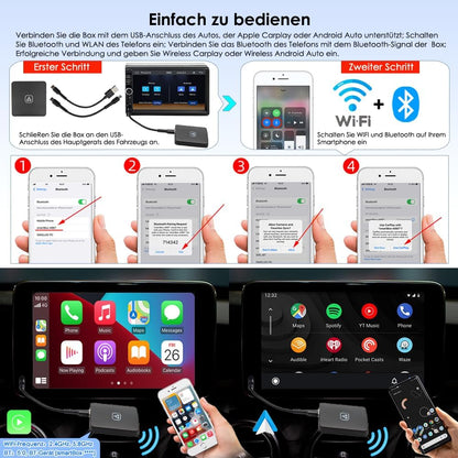 iFreGo CarPlay Wireless Android Car Wireless Adapter 2 in 1 Super Fast Upgrade Auto Play, Plug and Play, Compatible with iPhone iOS 10+ and Car with Wired CarPlay