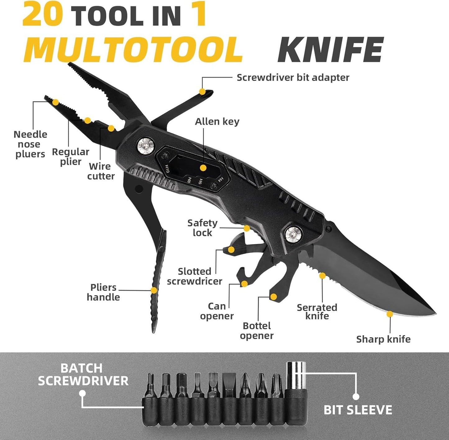 Pocket Knife Multitool, Gift for Men Him Dad Husband, Christmas Stocking Stuffers, Anniversary Birthday Gifts Idea for Boyfriend Man Women, Cool Gadgets for Outdoor Survival, Camping Accessories